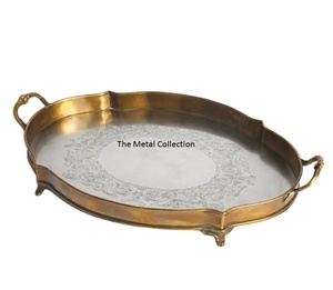 Bandeja de servicio de latón para Cocina, Restaurante, boda, bandeja de servicio, latón decorativo, acabado antiguo, bandeja de servicio decorativa moderna - Product Image 1
