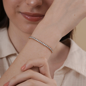 Pulsera de Diamantes de Laboratorio de Lujo con Corte Brillante Redondo de 10 Puntas para Mujer, Certificada por IGI, Oro de 14K, Elegante para Bodas y Fiestas - Product Image 5