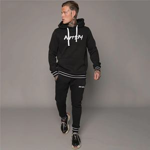 Wholesale Custom Mens Heavyweight Solid Zipper Kangaroo Pockets Gym Jogger Windbreaker Set Pakistan Eco-friendly Two Piece - Product Image 2