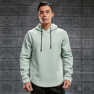 Sweat-shirt à capuche noir clair pour homme, coupe classique, couleur unie, décontracté, en coton tricoté, pour l'automne - Product Image 2