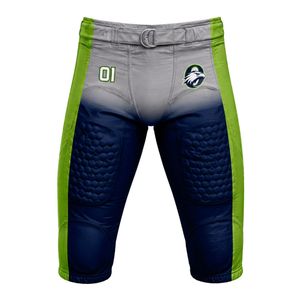 Light Gray & Lime Green American Football <b>Compression</b> Shorts with Navy Padded Protection, Adult Training & Game Performance Gear - Product Image 1