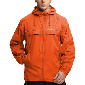Men's Green Hooded Windproof Rain Jacket With Zipper Closure And Pockets Casual Spring Outdoor Wear Lightweight Polyester Coat - Product Image 2