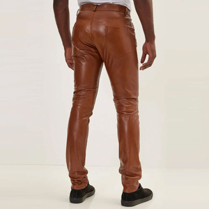 Pantalon de motard pour homme en cuir d'agneau véritable à 100 % avec poches cargo, doux, durable et élégant, pantalon décontracté noir - Product Image 3