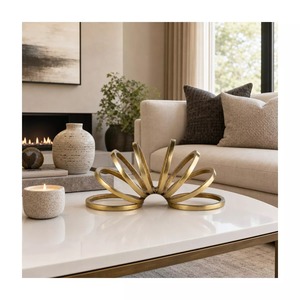 Sculpture Métallique Abstraite Circulaire, Décoration Artistique de Table, Design Minimaliste, Pièce Maîtresse pour Salon - Product Image 1