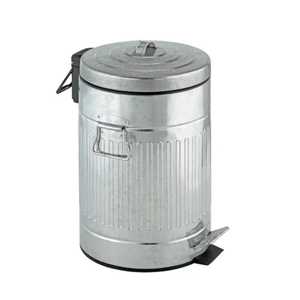 Open Top Galvanized Steel Trash Can with Separate <b>Lid</b> Ribbed Metal Waste <b>Bin</b> Outdoor Public Garden Garbage Bucket Dustbin Set - Product Image 5