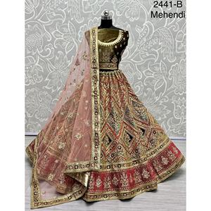 Fabzone FZBELLA Indian Bridal Velvet Collections <b>Wedding</b> <b>Dresses</b> with Zarkhan Work for Brides - Product Image 4