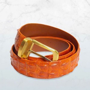 Cinturón Formal de Cuero de Cocodrilo Genuino para Hombre Luxali, Hebilla de Acero Inoxidable Plateada Rectangular de 3.5-4.0cm de Ancho, Duradero - Product Image 3