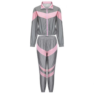 Ensemble de survêtement imperméable pour femmes, coupe-vent en nylon, 2 pièces, avec fermeture éclair, personnalisable - Product Image 1