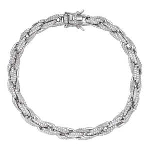Sterling Silver Moissanite Iced Out Rope <b>Bracelet</b> for <b>Men</b> Luxury Hip Hop Chain Jewelry - Product Image 1