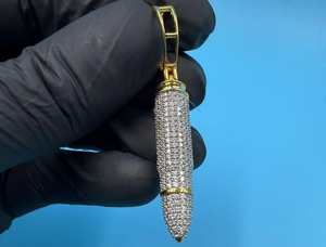 Colgante de bala con micro pavé de diamantes, estilo Hip Hop, de plata 925, con incrustaciones de circonitas, dijes personalizados - Product Image 5