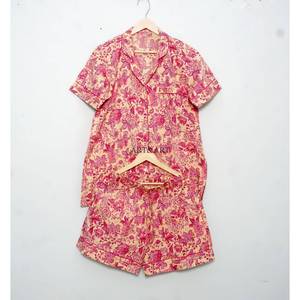 Ensemble de pyjama court d'été pour femmes, imprimé floral, en coton léger, respirant, séchage rapide, confortable et chaud, printemps/été, logo sur le devant - Product Image 6