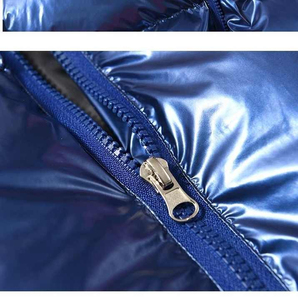 Men's Solid Color Puffer <b>Jacket</b> Windproof Zipper Closure Casual Winter Style Stand Collar Regular Fit Thick Polyester Shell - Product Image 6