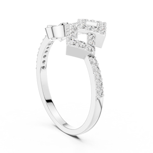 Anillo de Diamantes AURORA SQUARE BLOOM, Cultivados en Laboratorio, con Baño de Rodio, en Oro Blanco Sólido de 18 Quilates, para Mujer, Ideal para Bodas, Fiestas, Eventos Glamurosos y Regalos - Product Image 4