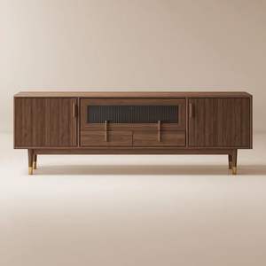 Consola de TV de Madera de Primera Calidad con Diseño Lineal Acanalado, Mueble de Almacenamiento Moderno para un Interior Elegante de la Sala de Estar - Product Image 1
