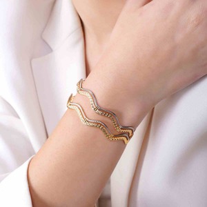 Luxury Dual Tone Gold Plated Designer <b>Bangles</b> Set Intricate Pattern Stackable Jewelry for Women Festive and Party Wear - Product Image 2