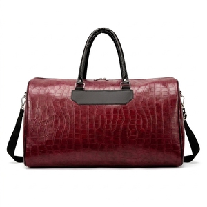 Women's PU Leather Duffel <b>Bag</b> Vintage Travel Weekender Sports <b>Overnight</b> <b>Bag</b> Zipper Closure Distressed Letter Design Fashion Carr - Product Image 3