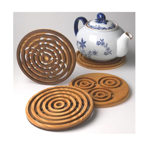 Wood Trivet Best Quality Wooden Trivet <b>Set</b> with Coasters for Hot Dishes Manufacture Wood Trivet - Product Image 4