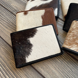 Portefeuille en cuir de vachette véritable avec poils, fait main, élégant et fin pour homme - Product Image 6