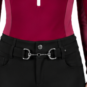 Pantalon d'équitation noir pour femme, taille haute, extensible, avec passants de ceinture, pour la compétition et l'entraînement, vêtements de sport - Product Image 5