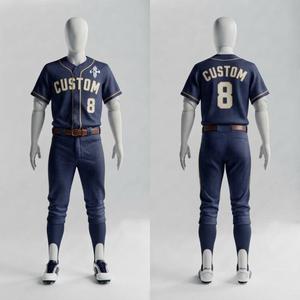 Ensemble uniforme de baseball pour homme avec logo blanc, manches courtes, col rond, 100 % polyester, coupe classique, fermeture boutonnée par RIVIAN ATLANTIC - Product Image 2