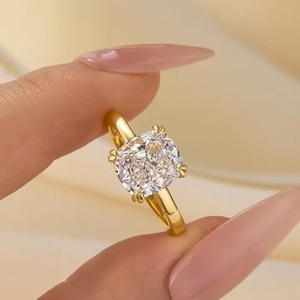 925 Moissanite Diamond <b>Cushion</b> Cut Solitaire Engagement <b>Ring</b> Travel <b>Ring</b> In Sterling Silver Moissanite Jewelry for Women's. - Product Image 2