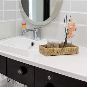 Bandeja de baño de jacinto de agua al por mayor, bandeja de tocador de mimbre de ratán, organizador de encimera para inodoro, decoración de mesa de centro, OEM ODM - Product Image 4