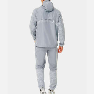 Custom Men's Windbreaker Tracksuit Set Breathable <b>Waterproof</b> Hooded Jacket and Joggers 2 Piece Sportswear Set for Running Gym - Product Image 3