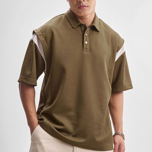 เสื้อโปโลชายสีเขียวมะกอก แขนสั้น ผ้าปิเก้ คอตตอน สีพื้น ดีไซน์ระบายอากาศได้ดี ทรงปกติ - Product Image 1