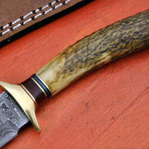 Cuchillo Skinner de Acero de Damasco de 9 Pulgadas Hecho a Mano Personalizado con Mango de Madera Hermoso y Funda de Cuero para Camping y Caza - Product Image 3
