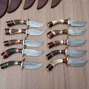 ชุดมีดล่าสัตว์ดามัสกัสคุณภาพสูงทำมือ ด้ามจับทำจากเขาสัตว์ ใบมีดแบบ Fixed Blade พร้อมปลอกหนัง จำหน่ายจำนวนมาก - Product Image 3