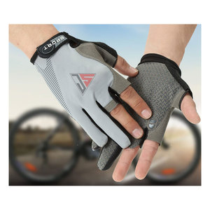 Gants de course sportifs d'extérieur avec logo personnalisé, tissu extensible en polyester, simili cuir, impression silicone, gants de cyclisme - Product Image 3
