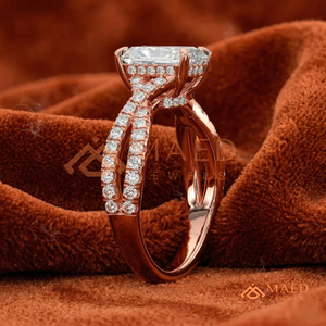 แหวนแต่งงานเพชรทรงเรเดียนท์คัท ทองคำชมพู 14K คลาสสิก ดีไซน์วงแหวนคู่ไขว้สำหรับผู้หญิง - Product Image 3