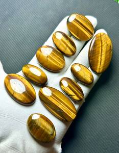 Cabochons en Œil de Tigre Doré Naturel, Formes Mixtes, Pierres Précieuses Polies en Vrac, Vente en Gros pour la Fabrication de Bijoux et le Wire Wrapping - Product Image 5