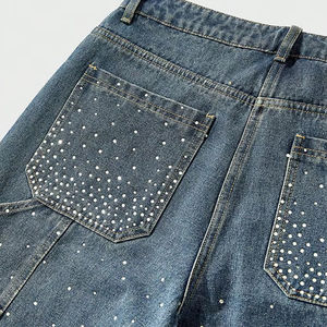 Pantalones Cortos de Mezclilla para Hombre con Logotipo Personalizado al por Mayor, Pantalones Cortos de Mezclilla con Pedrería para Hombre, Venta Caliente, para Ropa Deportiva, Nuevo Diseño, Tallas para Adultos - Product Image 5