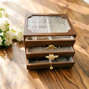 3 Layer Jewelry Organizer <b>Box</b> with Mirror & <b>Drawers</b> Wooden Jewelry <b>Storage</b> Case for Bedroom Vanity - Product Image 2