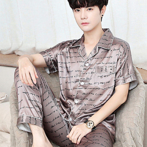 Pijamas de Algodón Satinado para Hombre, Manga Corta, Transpirables, Lavables a Máquina, Diseño a Rayas, Ropa de Dormir Informal con Bolsillos, para Verano - Product Image 5