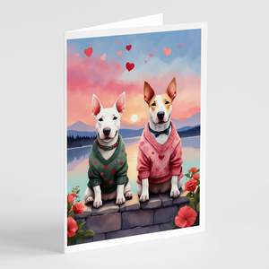 Lunatique NOUVEAU Bull Terrier Deux Coeurs A7 Cartes De Voeux Pack de 8 Cartes De Note Vierges avec Enveloppes Taille 5x7 - Product Image 1