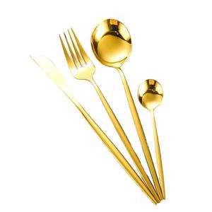 Ensemble de couverts en acier inoxydable de qualité supérieure, plaqué or, pour mariage, fourchette, cuillère, couteau, finition miroir, pour occasions spéciales, en gros - Product Image 1