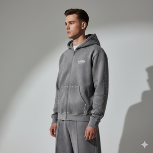 Colección Ranzia Renew: Conjunto Deportivo con Pedrería Ecológica, Sudadera con Cremallera Completa y Pantalones Deportivos con Pedrería, Tallas Grandes - Product Image 3