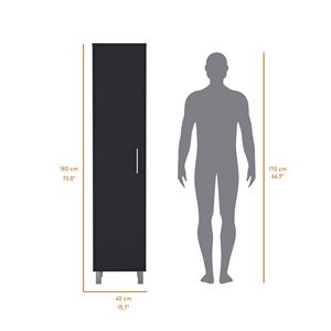 Armadio Alto a Singola Anta Lawen con 3 Ganci per Scope per Cesti della Biancheria - Product Image 4