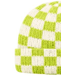 Gorro de Punto Personalizado con Diseño de Tablero de Ajedrez Verde Lima y Blanco, Gorro de Invierno Cálido con Borde, Gorro de Punto Acrílico Suave Unisex - Product Image 3