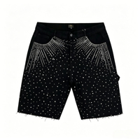 Ensemble d'été pour homme SJH avec imprimé ange personnalisé et strass, t-shirt à manches courtes et short en jean noir, streetwear, séchage rapide