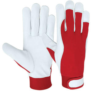 Gants de travail pour mécaniciens en cuir de chèvre grainé de qualité supérieure, avec paume et dos interlockés, non doublés, à manchette à fermeture. - Product Image 1