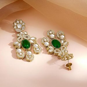 Ensemble collier et boucles d'oreilles en alliage plaqué or avec design floral en strass rose pour femmes, bijoux de mariage - Product Image 2