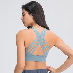 Nouveau soutien-gorge de sport léger printemps/été pour femme avec bretelles multiples et dos croisé, maintien élevé, logo frontal - Product Image 2