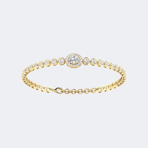 Bracelet tennis 3.00CTW en or 14 carats avec diamants ovales et ronds de formes variées, couleur D, pureté VVS, multi-tailles, cultivés en laboratoire, pour femme - Product Image 2