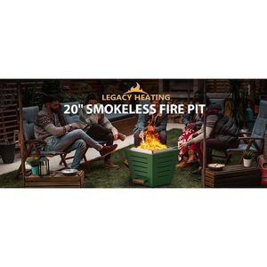 Foyer d'extérieur portable en acier inoxydable de 20 pouces avec cheminée à bois sans fumée Cendrier coulissant Poignées Couleur verte - Product Image 6