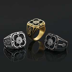 Bague Maçonnique BOJ 008 Personnalisée en Argent et Diamant, Bague de Diplôme Universitaire Unisexe, Cadeau pour Fêtes et Occasions Spéciales, Prix Bas - Product Image 1