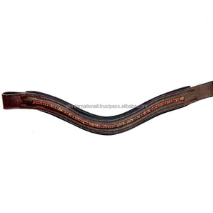 Banda para cejas de caballo de cuero marrón Havana de primera calidad diseñada con cristales multicolores banda para cejas mega Bling Fancy para brida - Product Image 6