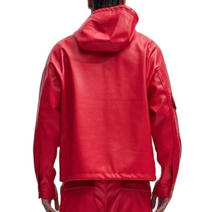 Dernier modèle de veste en cuir pour homme 2025, streetwear, pull à col montant, tissu en toile, imperméable, coupe-vent, respirant, hiver - Product Image 4